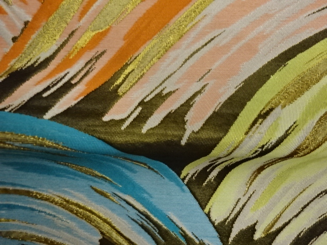  抽象波模様織出し袋帯